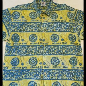 Rum reggae button up shirt mens XL blue/yellow‎